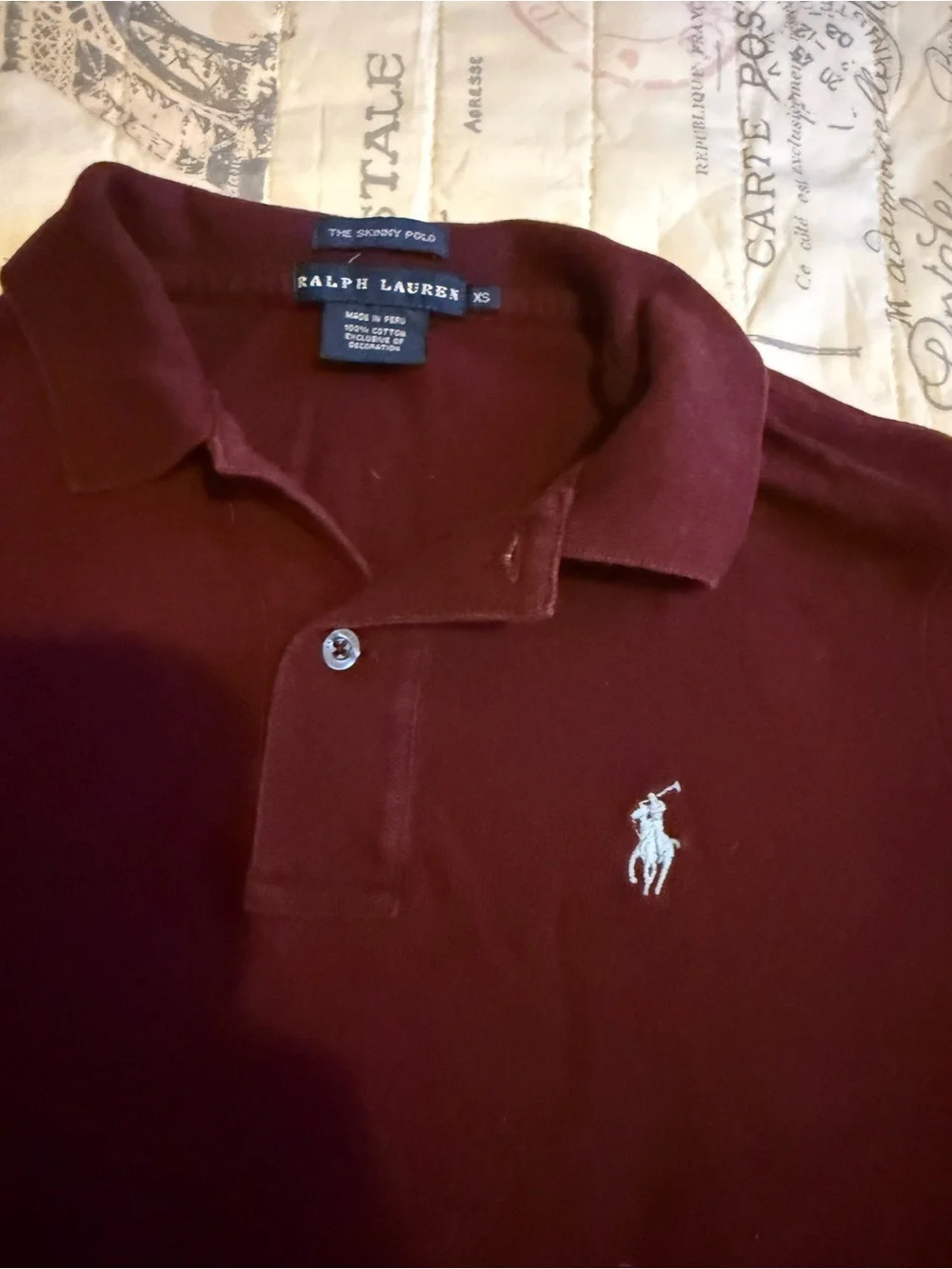 Ralph Lauren Maroon Polo Shirt with Pony Logo